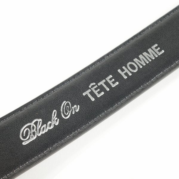 新品1円～★定価0.9万 Black On TETE HOMME テットオム 牛革レザー ビジネスベルト フリーサイズ 本革 黒 ブラック 本物◆9645◆の画像7