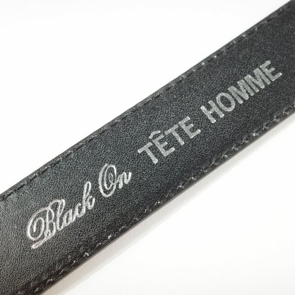 新品1円～★定価0.9万 Black On TETE HOMME テットオム 牛革レザー ビジネスベルト フリーサイズ 本革 黒 ブラック 本物◆9728◆の画像7