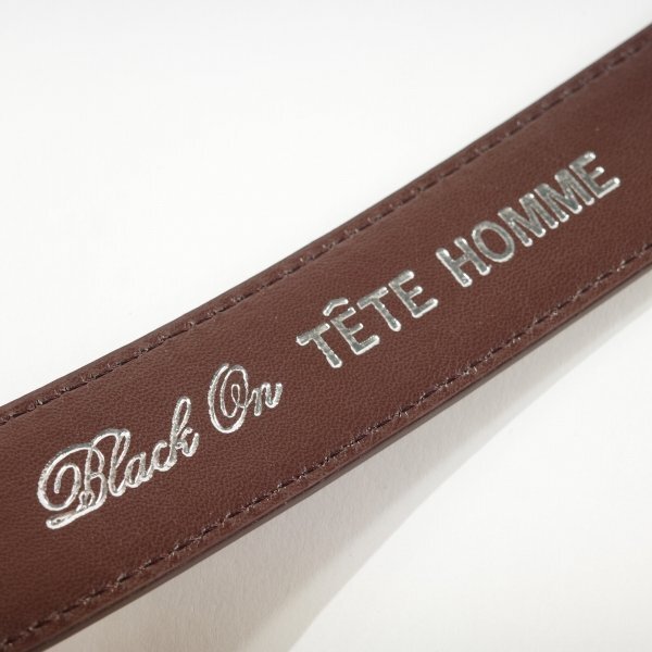 新品1円～★定価0.9万 Black On TETE HOMME テットオム 牛革レザー ビジネスベルト フリーサイズ 本革 茶 ブラウン 本物◆9724◆の画像7