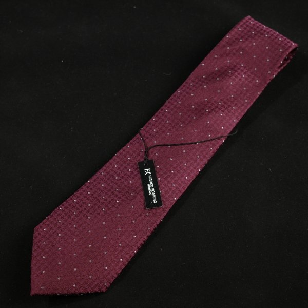  new goods 1 jpy ~*HIROKO KOSHINO Hiroko Koshino top class! silk silk 100% necktie weave pattern bordeaux regular shop genuine article *9734*