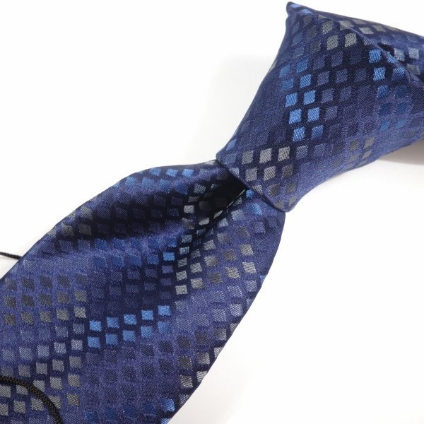  новый товар 1 иен ~*HIROKO KOSHINO Hiroko Koshino высший класс! шелк шелк 100% галстук текстильный узор темно-синий стандартный магазин подлинный товар *9738*