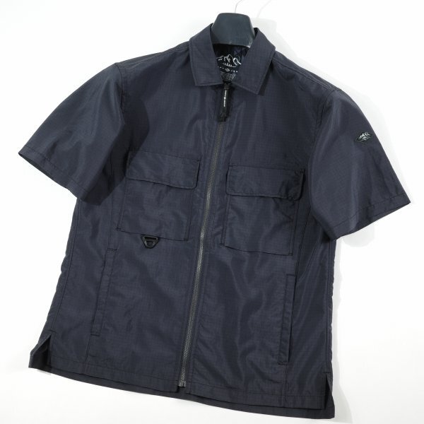  new goods 1 jpy ~* regular price 1.7 ten thousand JOSEPH ABBOUDjosef Abu -do men's short sleeves light weight water-repellent ZIP UP Zip up shirt S navy *9816*