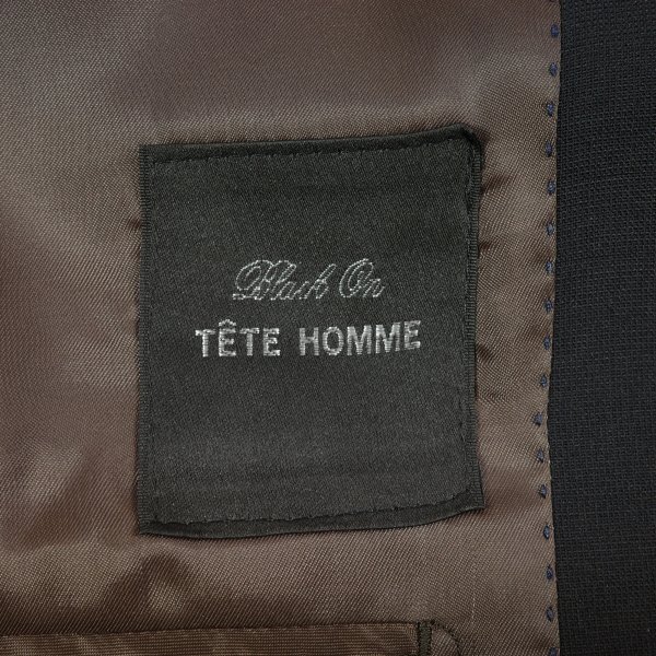 新品1円～★定価4.9万 Black On TETE HOMME テットオム ウール毛 シングル二つボタンスーツ 96A7 ノータック ブラック 黒 ◆9908◆の画像9