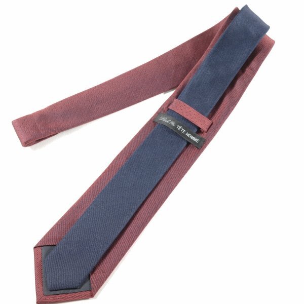  новый товар 1 иен ~*Black On TETE HOMMEteto Homme шелк шелк 100% галстук точка бордо темно-синий стандартный магазин подлинный товар *1147*