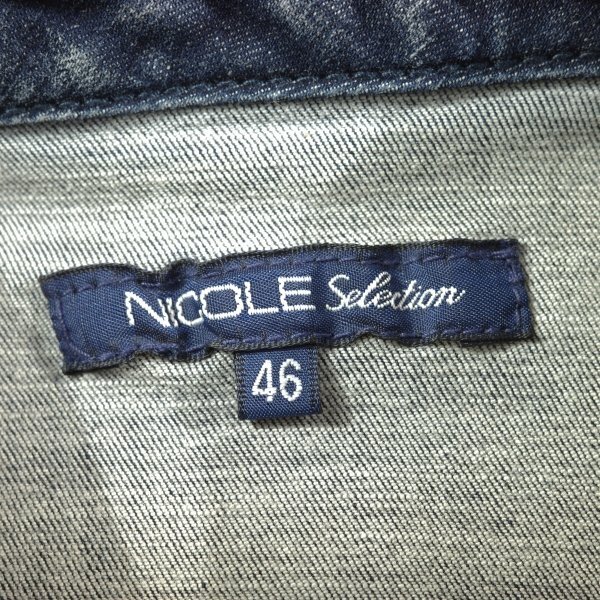 新品1円～★ニコル セレクション NICOLE selection メンズ 七分袖 ストレッチ ウォッシュデニムシャツ 46 M 綿 ブルー 正規店本物◆1158◆_画像9