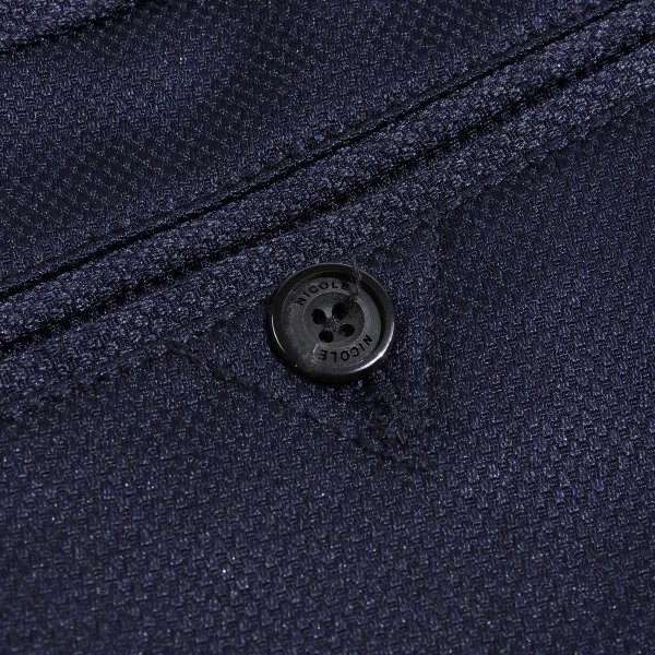  новый товар 1 иен ~* Nicole selection NICOLE selection мужской стрейч распорка брюки 48 L темно-синий глянец текстильный узор легкий брюки *1415*