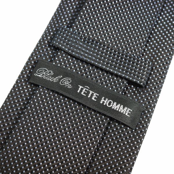 新品1円～★Black On TETE HOMME テットオム シルク絹100％ ネクタイ ドット ブラック 黒 正規店本物◆1475◆_画像4