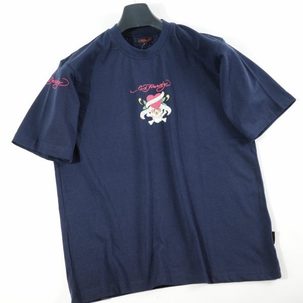 新品1円～★Ed Hardy エドハーディー メンズ 半袖 コットン綿 天竺 ポケット付き Tシャツ M ネイビー クルーネック カットソー ◆1718◆_画像5