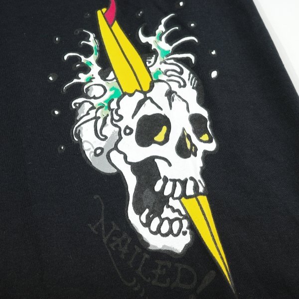 新品1円～★Ed Hardy エドハーディー メンズ 半袖 コットン綿 天竺 Tシャツ L 黒 ブラック クルーネック カットソー ◆1750◆_画像7