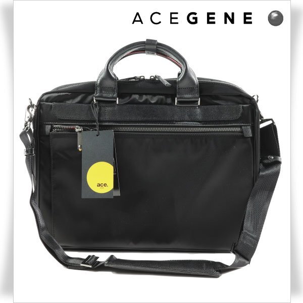  new goods 1 jpy ~* regular price 3.5 ten thousand ACEGENE Ace Gene men's 2WAY business bag black briefcase ki Span double teibaido rim A4 *1872*