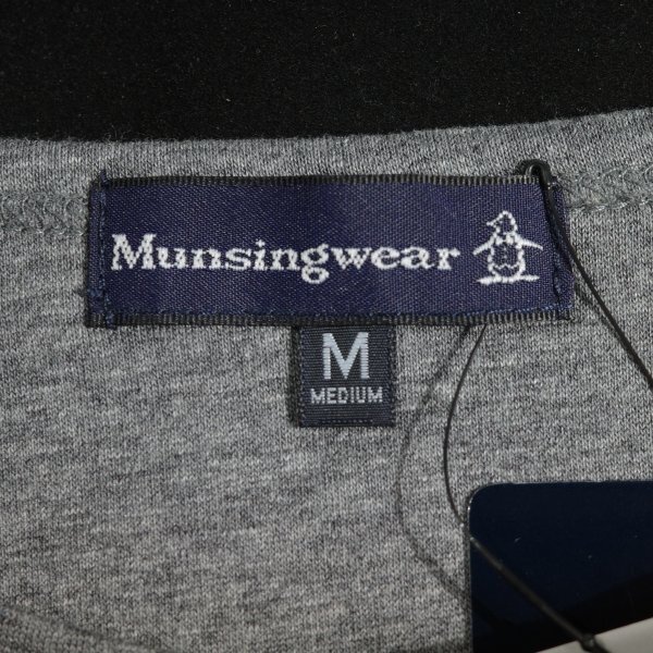 新品1円～★Munsingwear マンシングウェア メンズ 八分袖 クルーネック ボーダー 長袖カットソー Tシャツ M グレー ◆2086◆_画像9