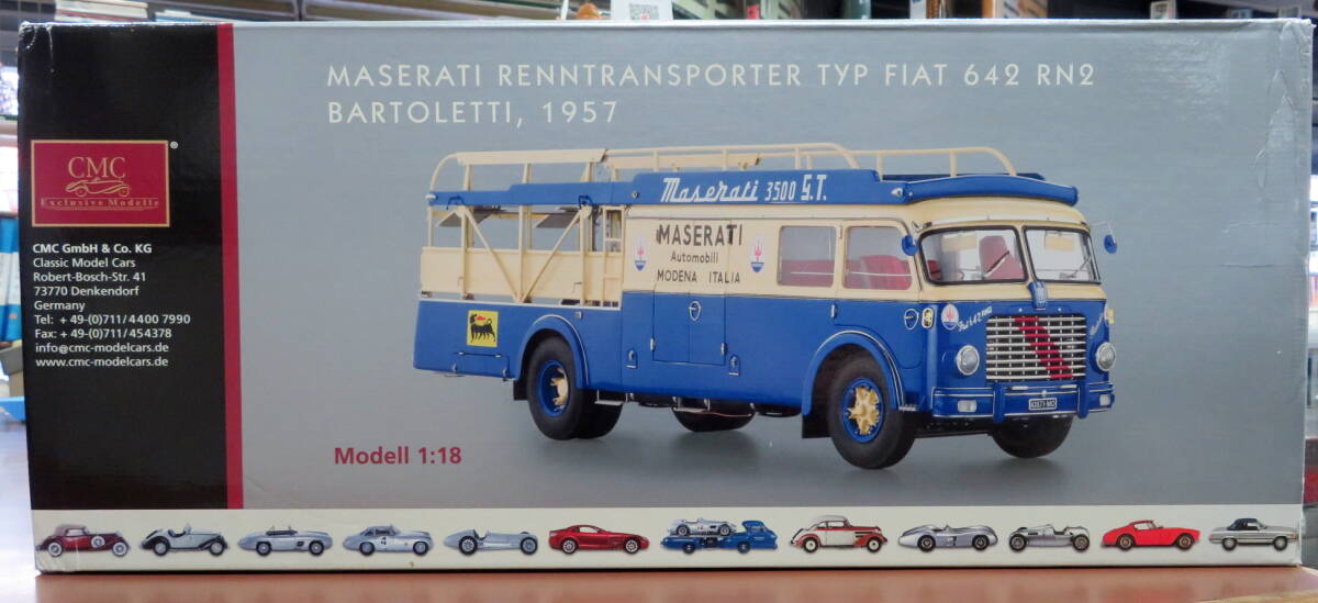 CMC 1/18 マセラティ トランスポーター MASERATI RENNTRANSPORTER TYP FIAT 642 RN2 BARTOLETTI 1957 の画像1