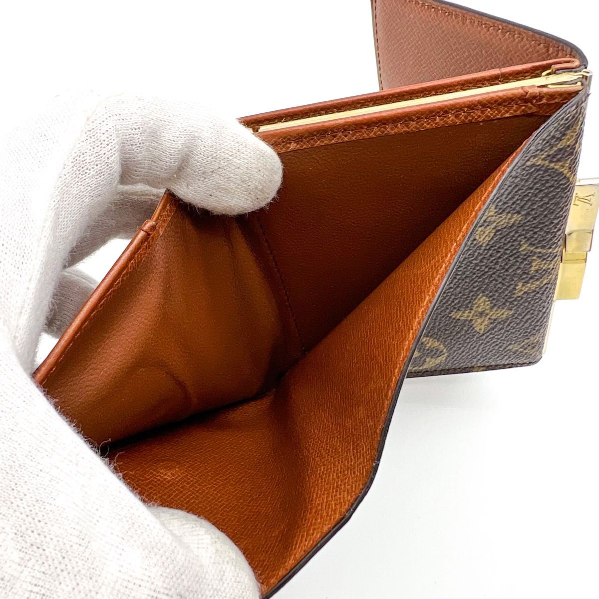 超極美品】 ルイヴィトン がま口三つ折り財布 モノグラム 超極美品】 ルイヴィトン がま口三つ折り財布 モノグラム