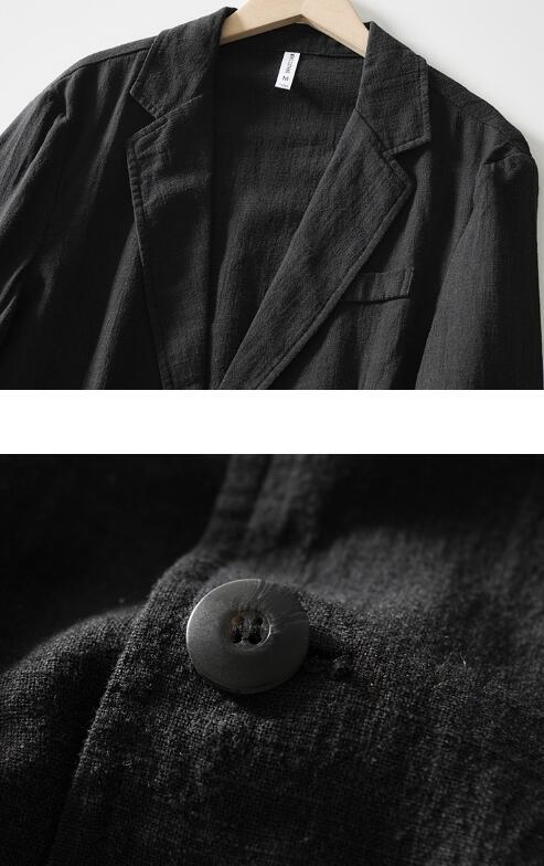 セール テーラードジャケット超美 新品 メンズ ブレザー リネン 麻スーツ 春夏 デザイナーズ 紳士服 無地 鮮やか グリーン 4XL黒です_画像5