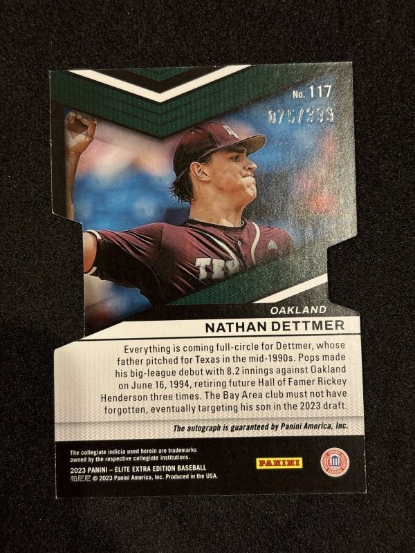 2023 Panini Elite Extra Edition Baseball Nathan Dettmer Auto /399_画像2