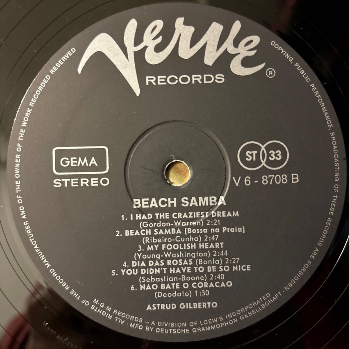 Astrud Gilberto Beach Samba レコード アナログ アストラッド・ジルベルト marcos valle