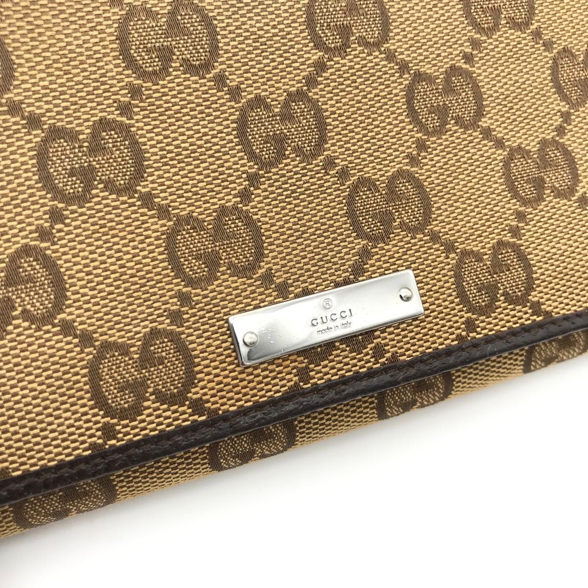 正規品　極美品　グッチ財布　グッチチェーンウォレット　グッチキャンバス　レザー　GUCCI