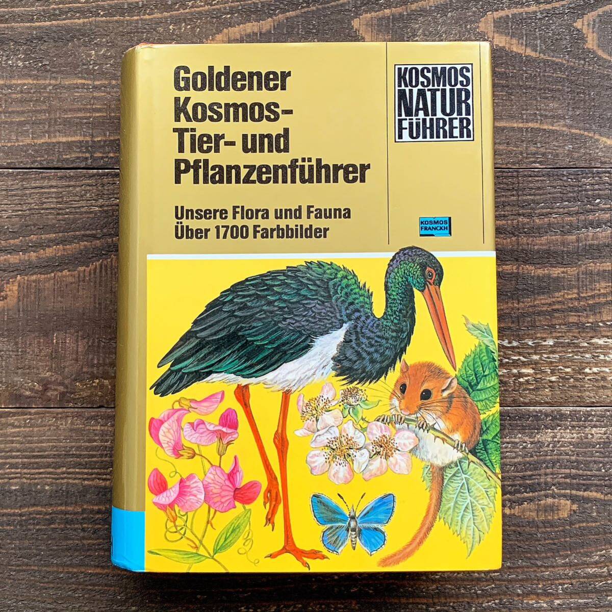ドイツの古い植物や生き物の図鑑(Goldener Kosmos Tier-und Pflanzenfuhrer 1985年)/アンティーク ヴィンテージ 植物図 キノコ 昆虫 鳥類/