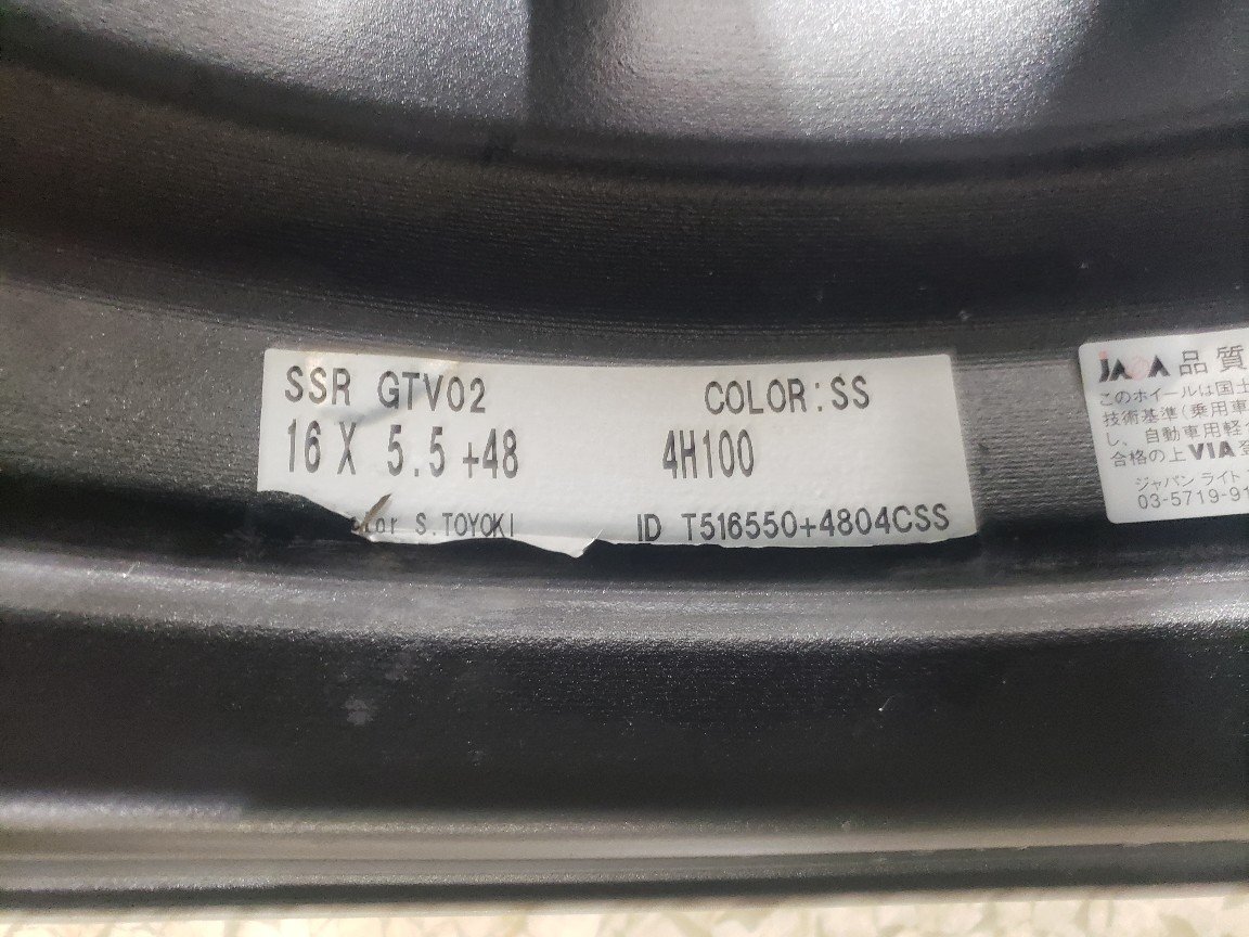 ◎格安 SSR GTV02 16iinc 5.5j +48 100/4H おまけタイヤ付165/40R16 検)ワゴンR タント ラパン スペーシア N-BOX ムーヴ ヴィッツ フィットの画像7
