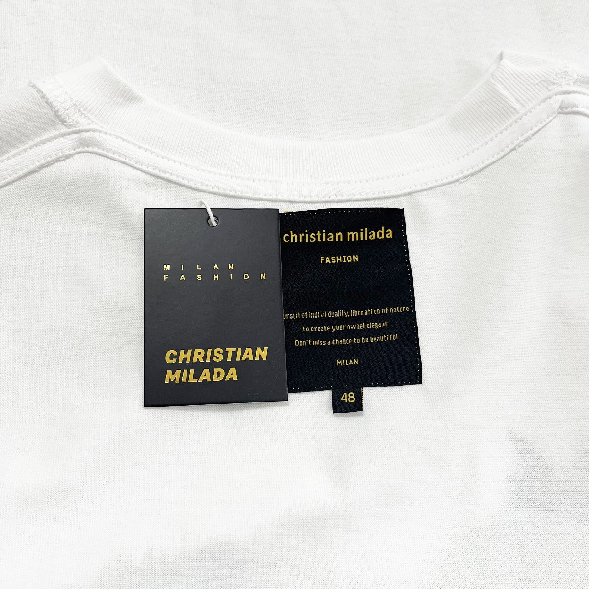 定価2万★christian milada・ミラノ発・半袖Tシャツ★綿100％ 上級 吸汗 通気 個性 魚座柄 トップス カットソー 男女兼用 夏服 XL/50サイズ_画像8