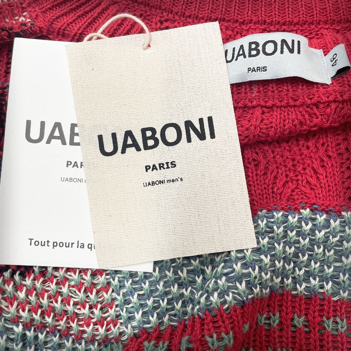 最高級EU製＆定価5万◆UABONI*Paris*セーター*ユアボニ*パリ発◆ウール ソフト 保温 カラフル プルオーバー 男女兼用 クリスマス L/48_画像8