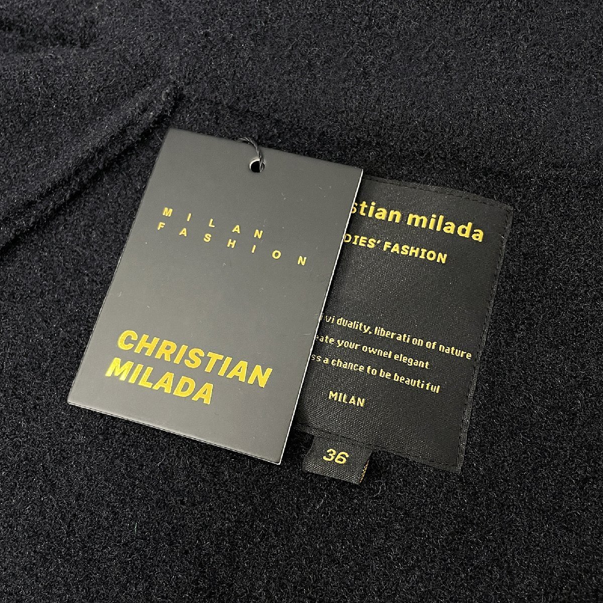 定価7万★christian milada・ミラノ発・ジャケット★高級ミンク/カシミヤ混 ユニーク 上品 着痩せ ゆったり コート 通勤 レディース L/38_画像9