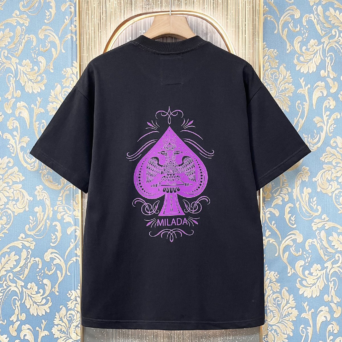 定価2万★christian milada・ミラノ発・半袖Tシャツ★上級 綿100％ 快適 薄手 通気 ロゴ 個性 トップス プルオーバー 夏 男女兼用 L/48_画像1