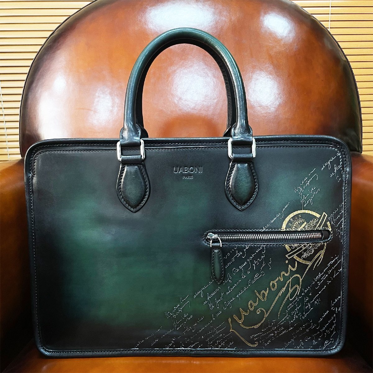  super popular EU made regular price 38 ten thousand *UABONI*yuaboni* illusion. pa tea n* briefcase * business bag hand . bag tote bag original leather men's gentleman 