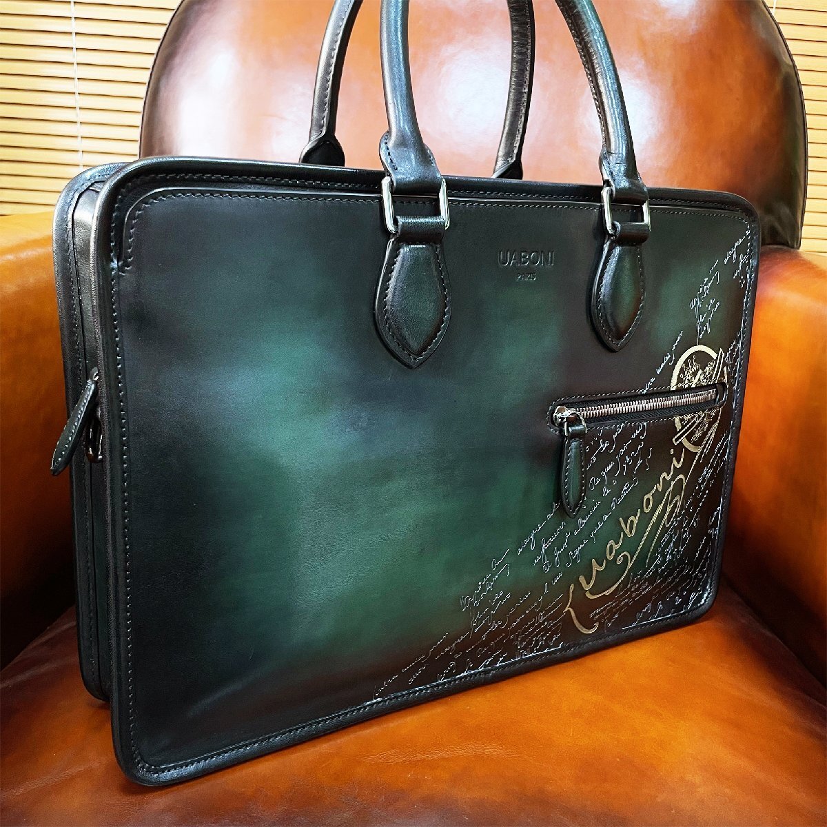  super popular EU made regular price 38 ten thousand *UABONI*yuaboni* illusion. pa tea n* briefcase * business bag hand . bag tote bag original leather men's gentleman 