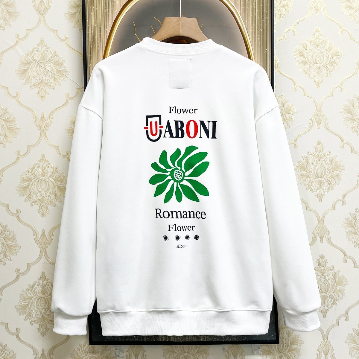 個性EU製＆定価4万◆UABONI*Paris*トレーナー*ユアボニ*パリ発◆上品 お洒落 シンプル フラワー スウェット カットソー 春 日常 M/46サイズ_画像1