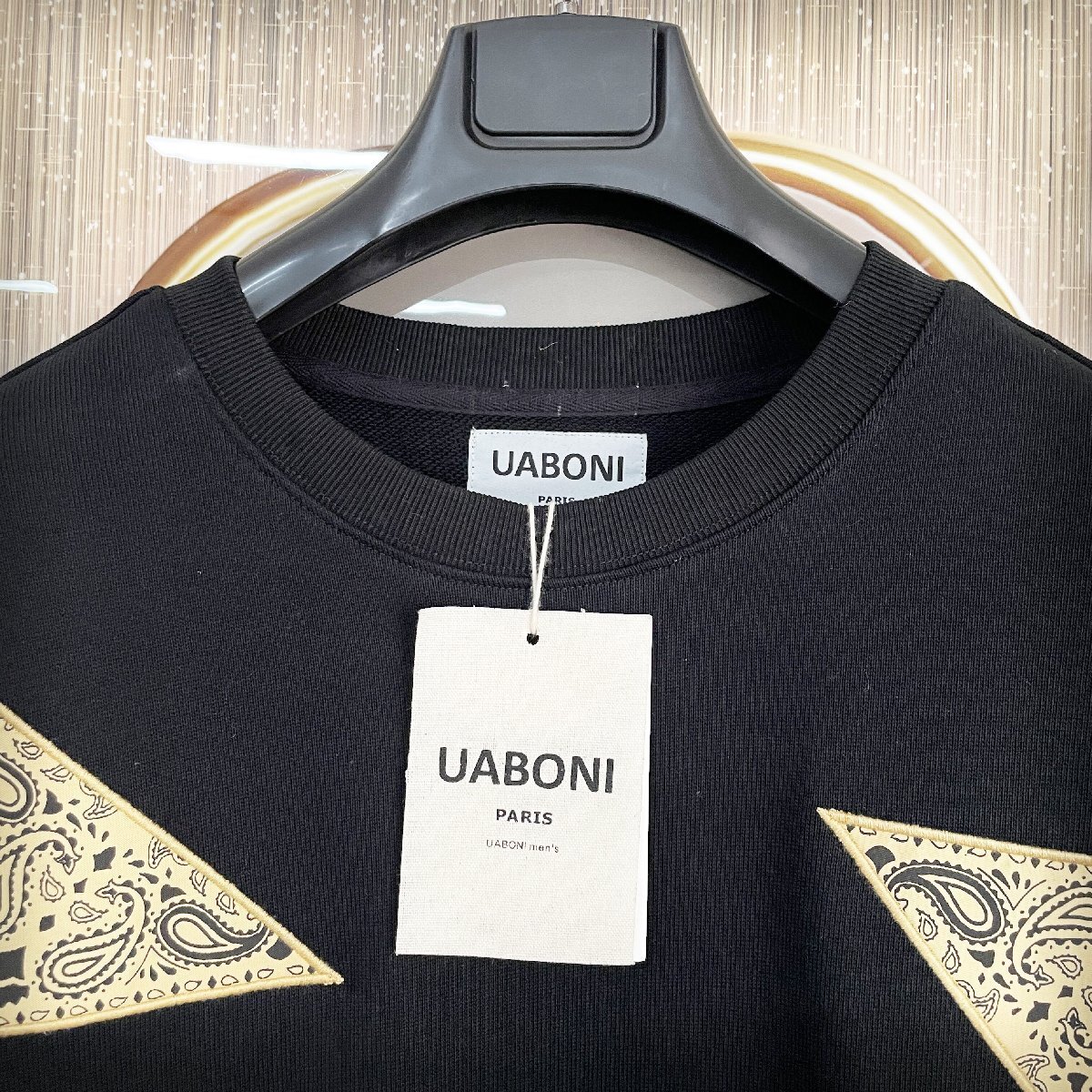 ★★個性EU製＆定価5万◆UABONI*Paris*トレーナー*ユアボニ*パリ発◆米国産コットン100％ 暖か カシューナッツ柄 プルオーバー レジャー 52_画像3