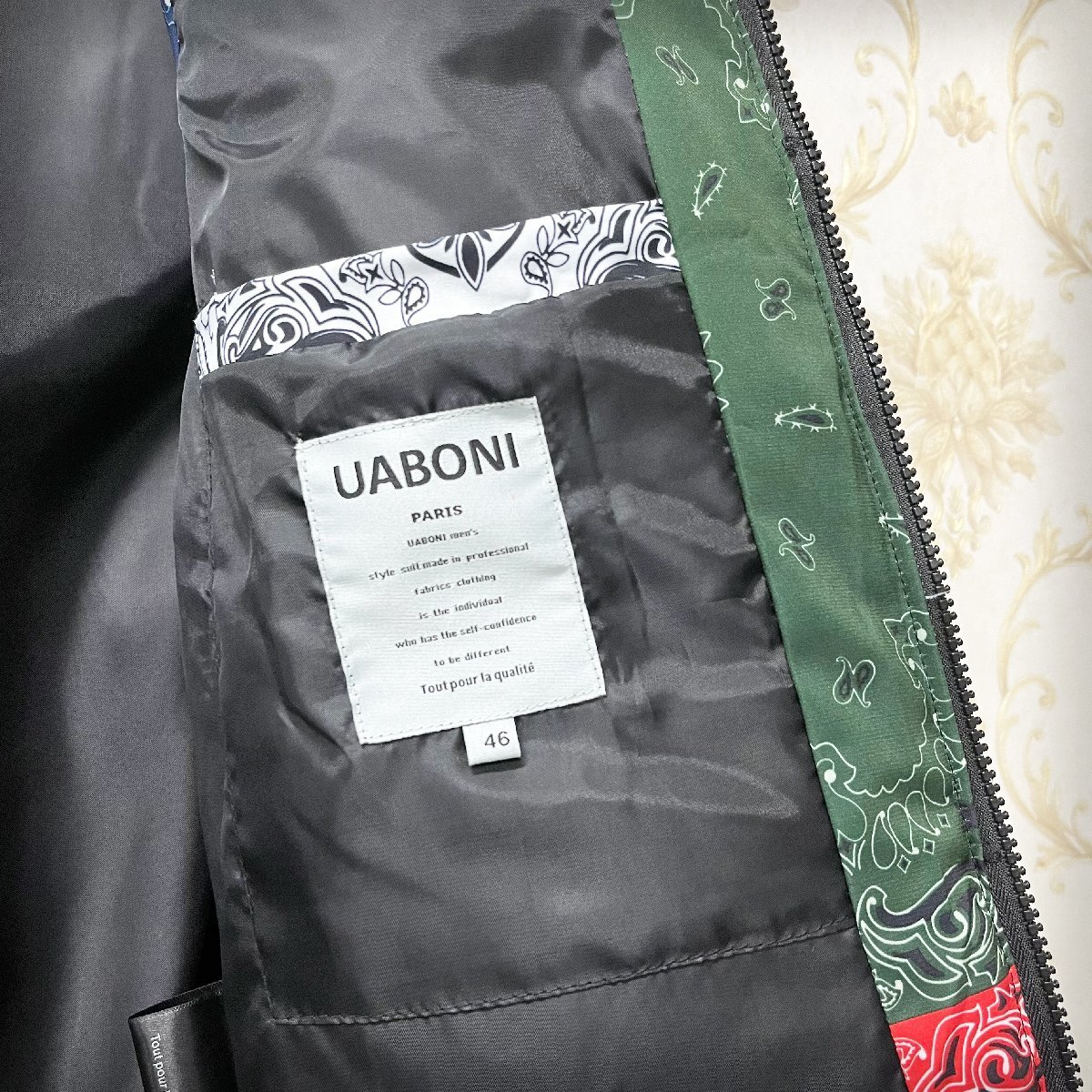 最高峰EU製＆定価6万◆UABONI*Paris*中綿ベスト*ユアボニ*パリ発◆個性 肉厚 防寒 カシューナッツ花 オルテガ柄 カラフル ジャケット XL/50_画像9