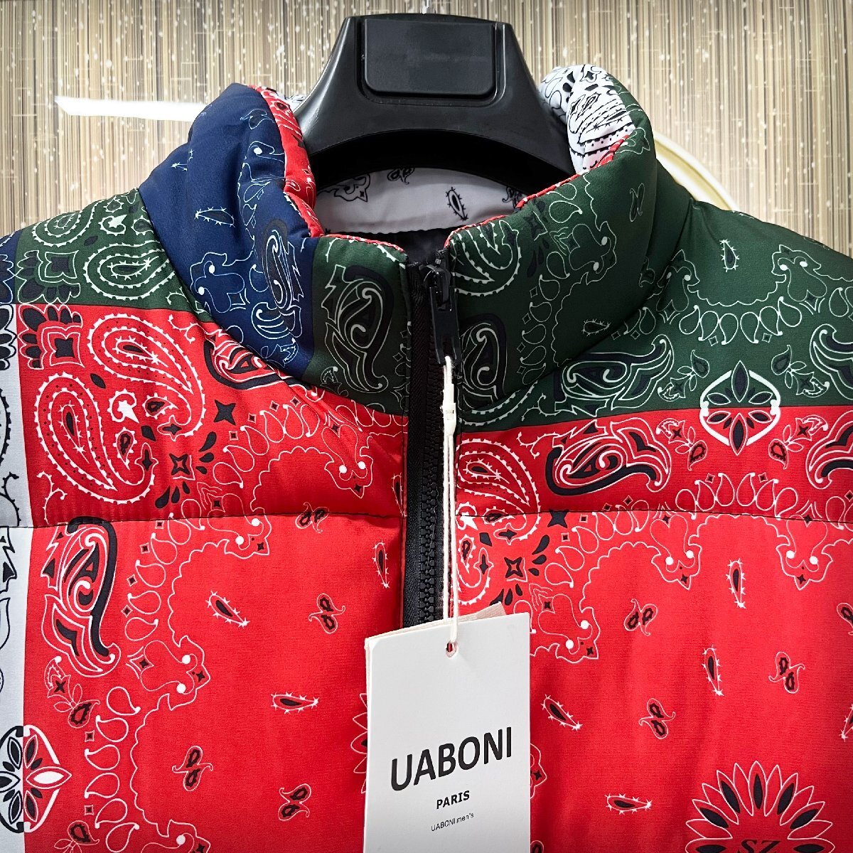 最高峰EU製＆定価6万◆UABONI*Paris*中綿ベスト*ユアボニ*パリ発◆個性 肉厚 防寒 カシューナッツ花 オルテガ柄 カラフル ジャケット XL/50_画像4