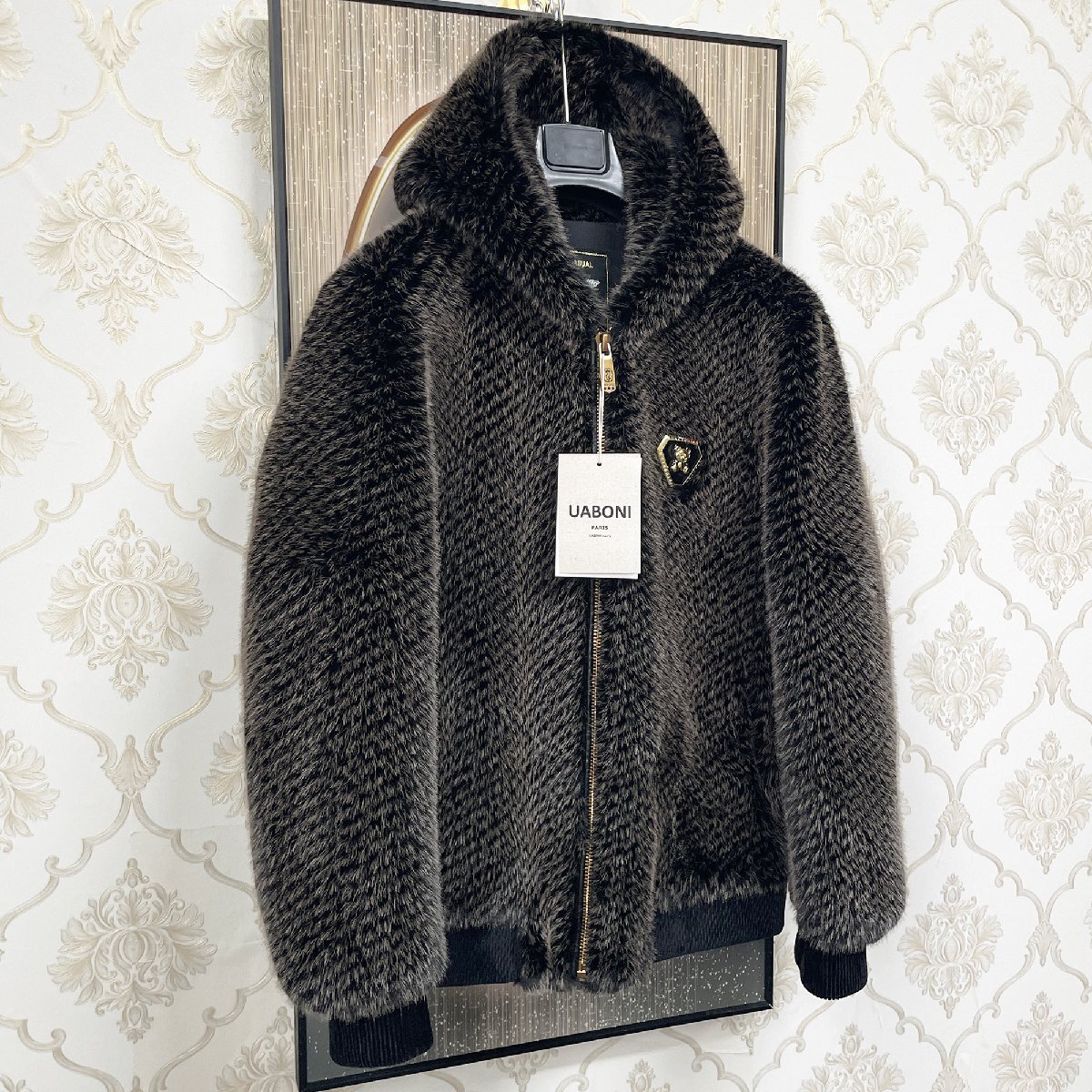  top class EU made & regular price 12 ten thousand *UABONI* Paris departure * gorgeous fur * mink * fur coat * ultimate ground protection against cold limitation gloss bear jacket blouson genuine winter XL/50 size 