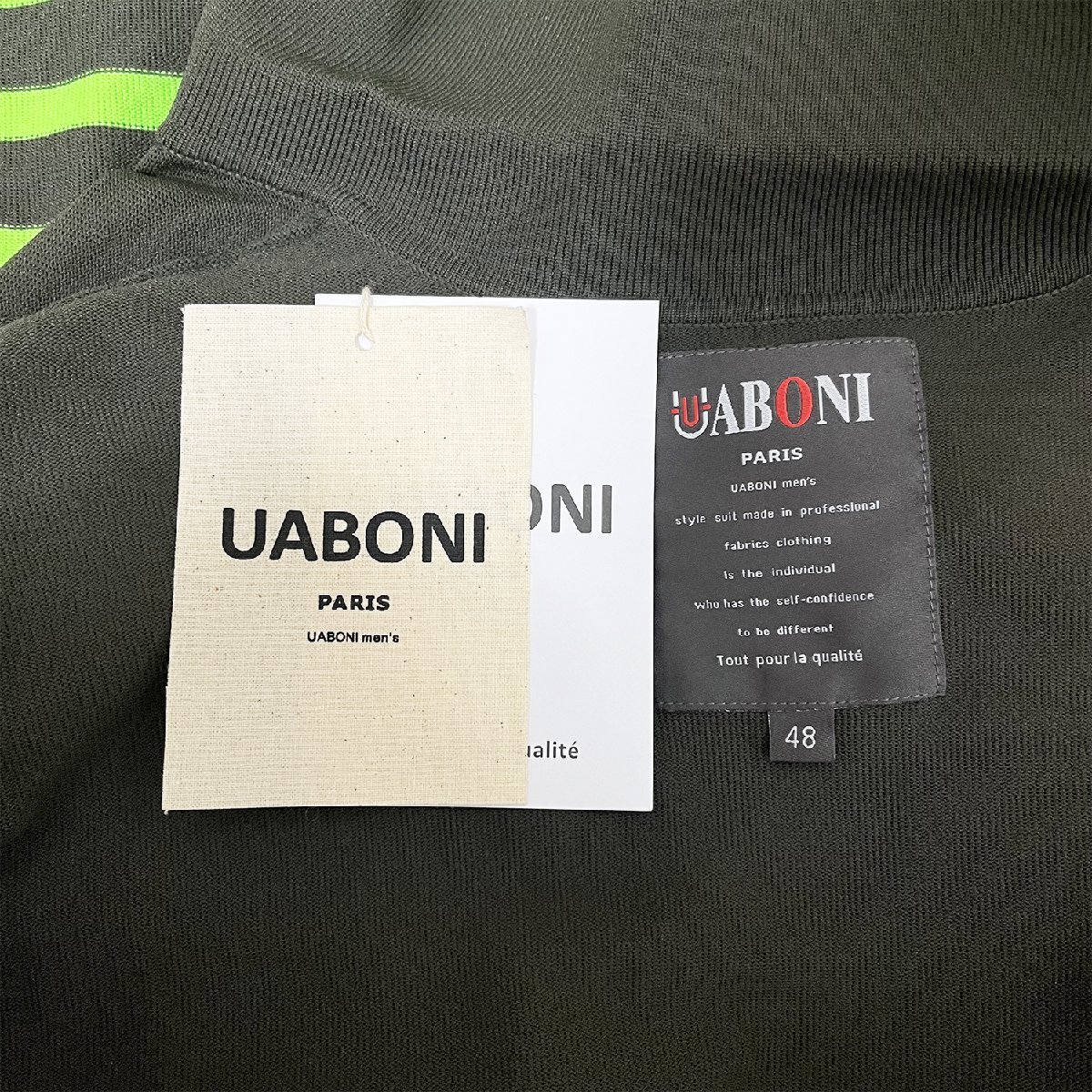 上級EU製＆定価4万◆UABONI*Paris*長袖ポロシャツ*ユアボニ*パリ発◆上品 快適 ボーダー柄 ニット トップス レジャー リラックス M/46_画像9