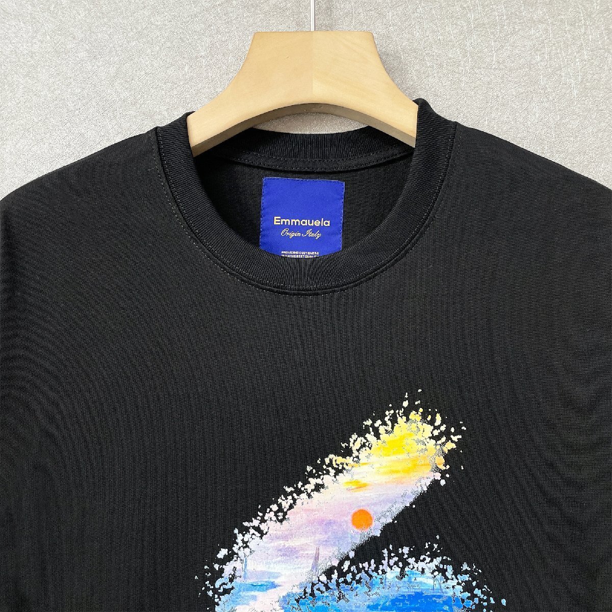 絶賛・半袖Tシャツ 定価2万◆Emmauela・イタリア・ミラノ発◆綿100％ 上質 個性 吸汗速乾 夕焼け スウェット レジャー リゾート 夏服 M/46_画像4