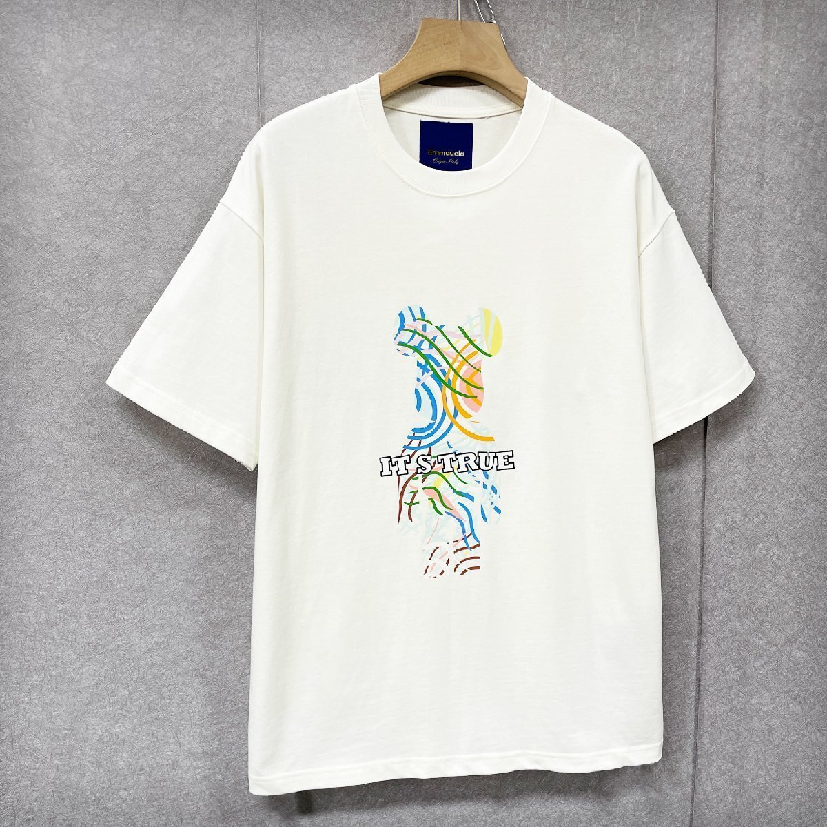 逸品・半袖Tシャツ 定価2万◆Emmauela・イタリア・ミラノ発◆コットン100% 薄手 通気 クマ おしゃれ カラフル 定番 XL/50サイズ_画像9