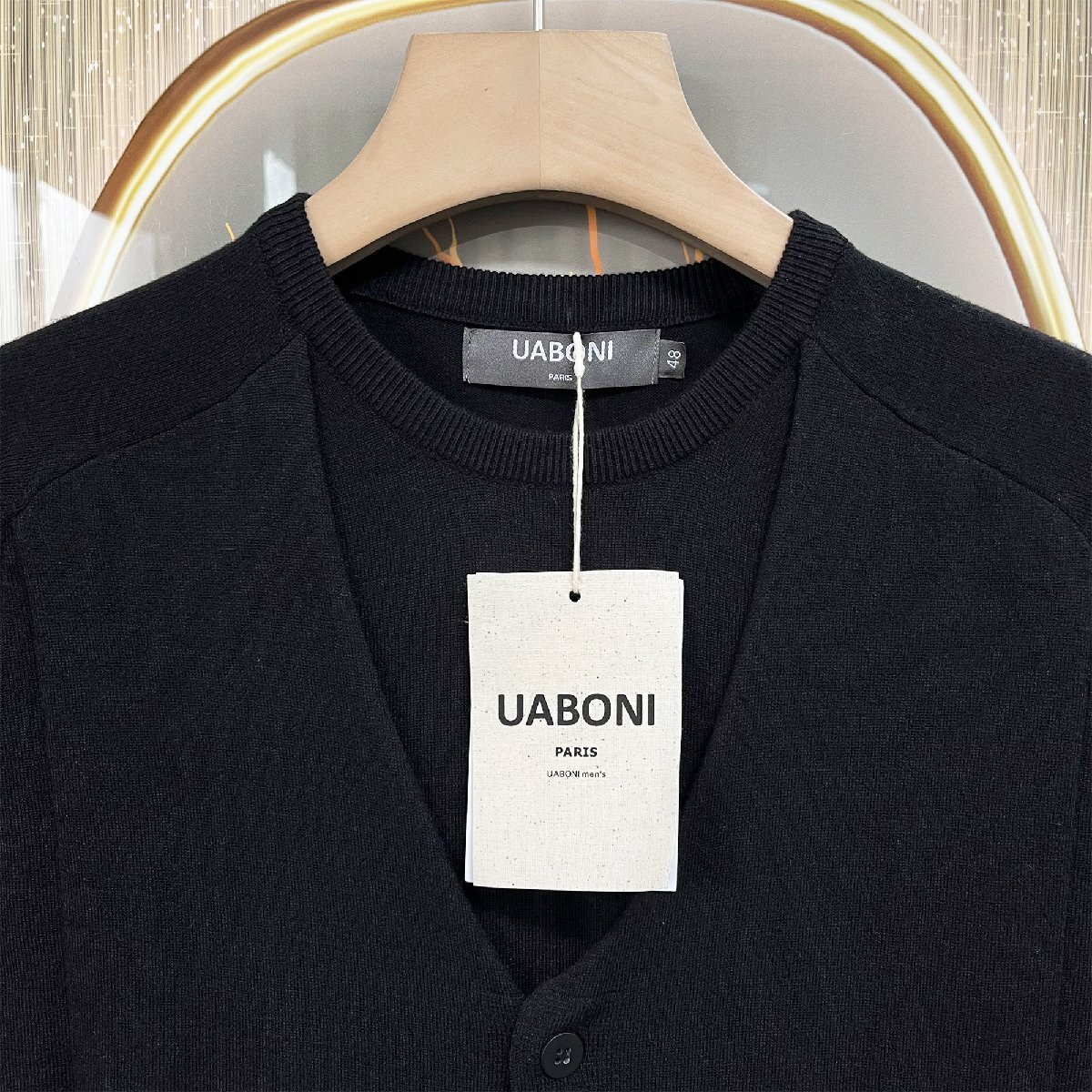 上級EU製＆定価3万◆UABONI*Paris*半袖Tシャツ*ユアボニ*パリ発◆高級ウール 上質 柔らかい 快適 無地 ニット トップス 紳士 L/48サイズ_画像3