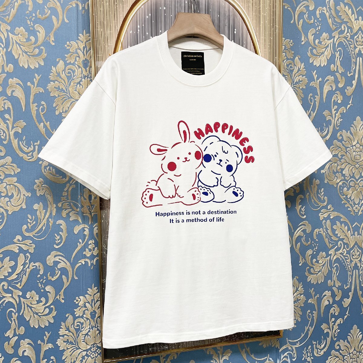 定価2万★christian milada・ミラノ発・ 半袖Tシャツ★コットン100％ 薄手 通気 快適 スウェット 可愛い カットソー 日常 夏服 2XL/52_画像10