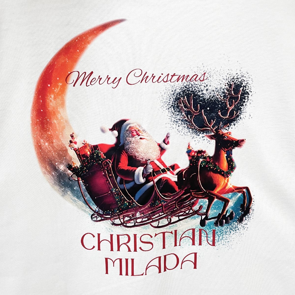 定価2万★christian milada・ミラノ発・半袖Tシャツ★コットン100％ 人気 薄手 個性 クリスマス トップス カットソー プレゼント XL/50_画像3