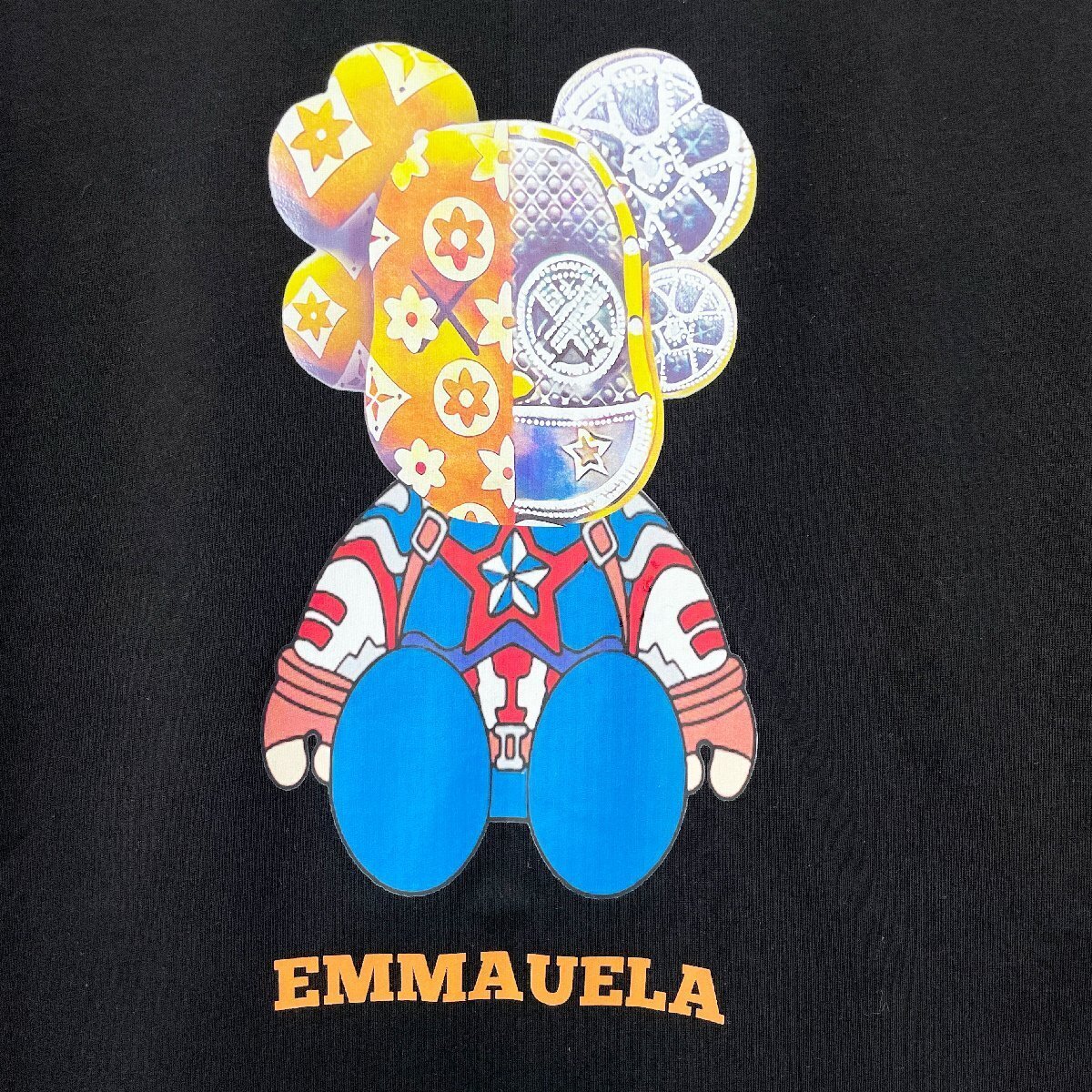 個性・半袖Tシャツ 定価2万◆Emmauela・イタリア・ミラノ発◆米国綿 吸湿 薄手 モノグラム おしゃれ ベアブリック/Bearbrick 2XL/52サイズ_画像3