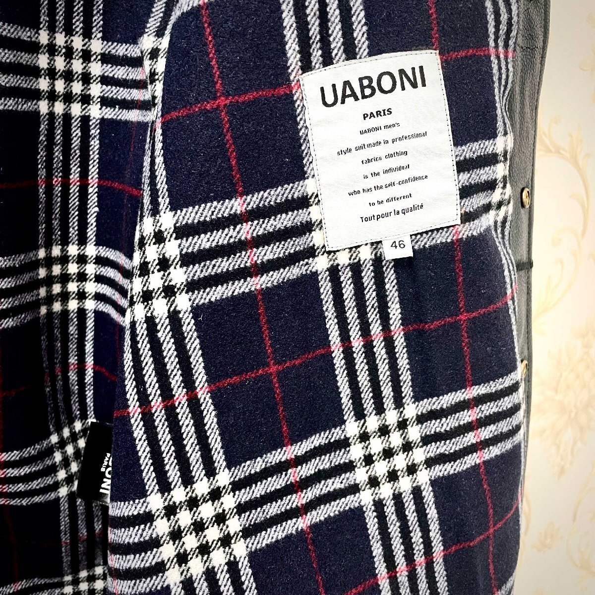 最上級EU製＆定価15万◆UABONI*Paris*レザージャケット*ユアボニ◆最上級牛革 オシャレ 本格ライダース 革ジャン オートバイ バイク L/48_画像8