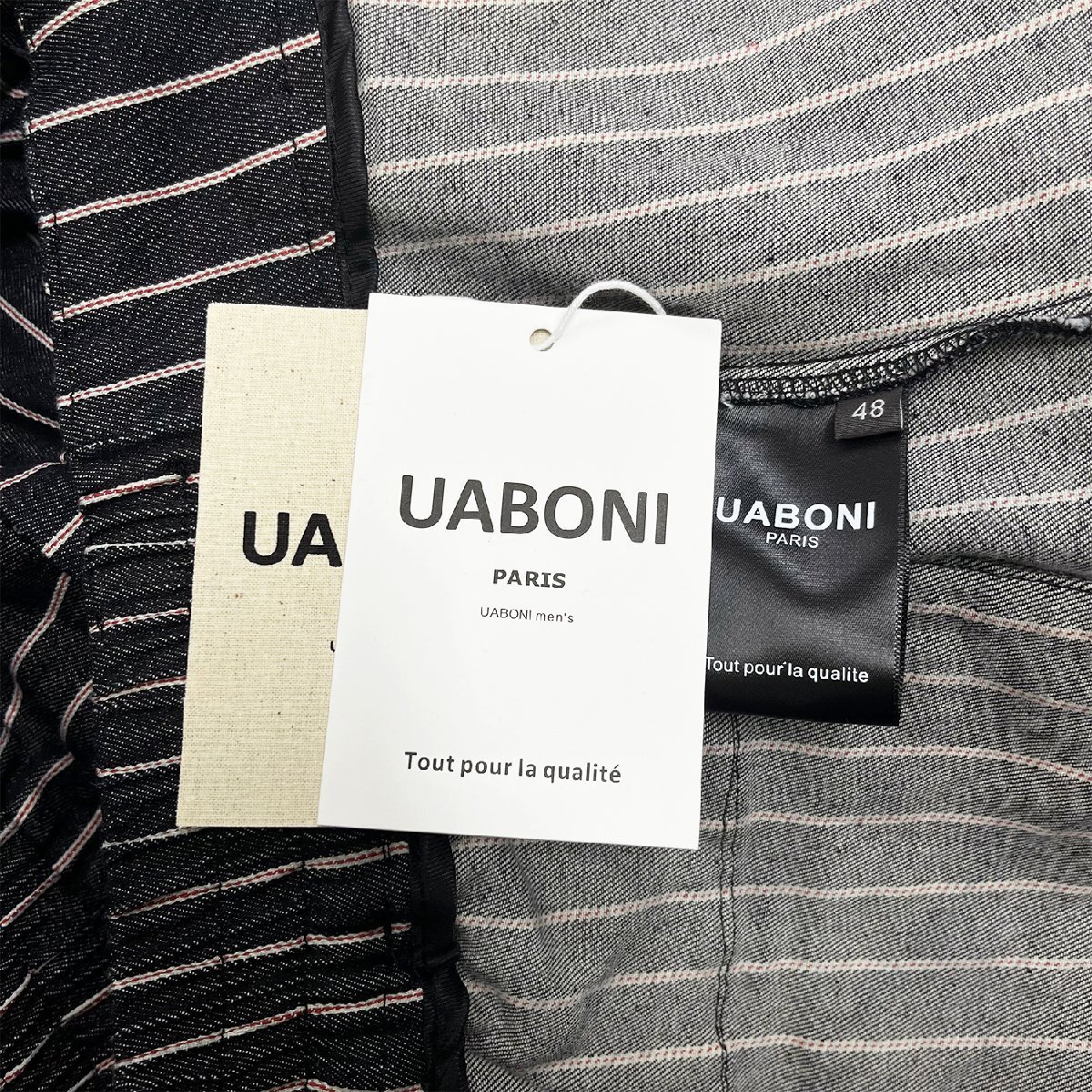 個性EU製＆定価5万◆UABONI*Paris*スーツパンツ*ユアボニ*パリ発◆上品 吸汗 洗練 耐久 ストライプ柄 チノパン ビジネス 紳士 通勤 M/46_画像8