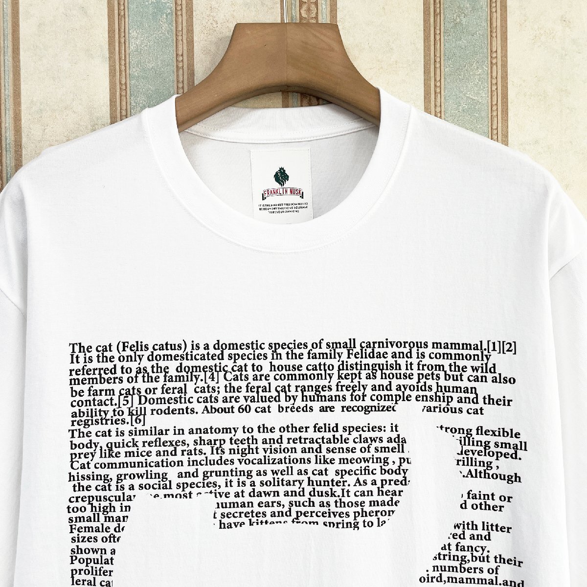 人気 定価2万 FRANKLIN MUSK・アメリカ・ニューヨーク発 半袖Tシャツ 薄手 通気 吸汗 ネコ 英字 カットソー 可愛い カジュアル 定番 4_画像4