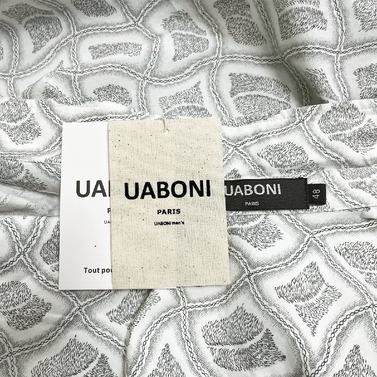 個性EU製＆定価2万◆UABONI*Paris*半袖シャツ*ユアボニ*パリ発◆コットン100％ 薄手 吸汗速乾 総柄 お洒落 トップス レジャー XL_画像8