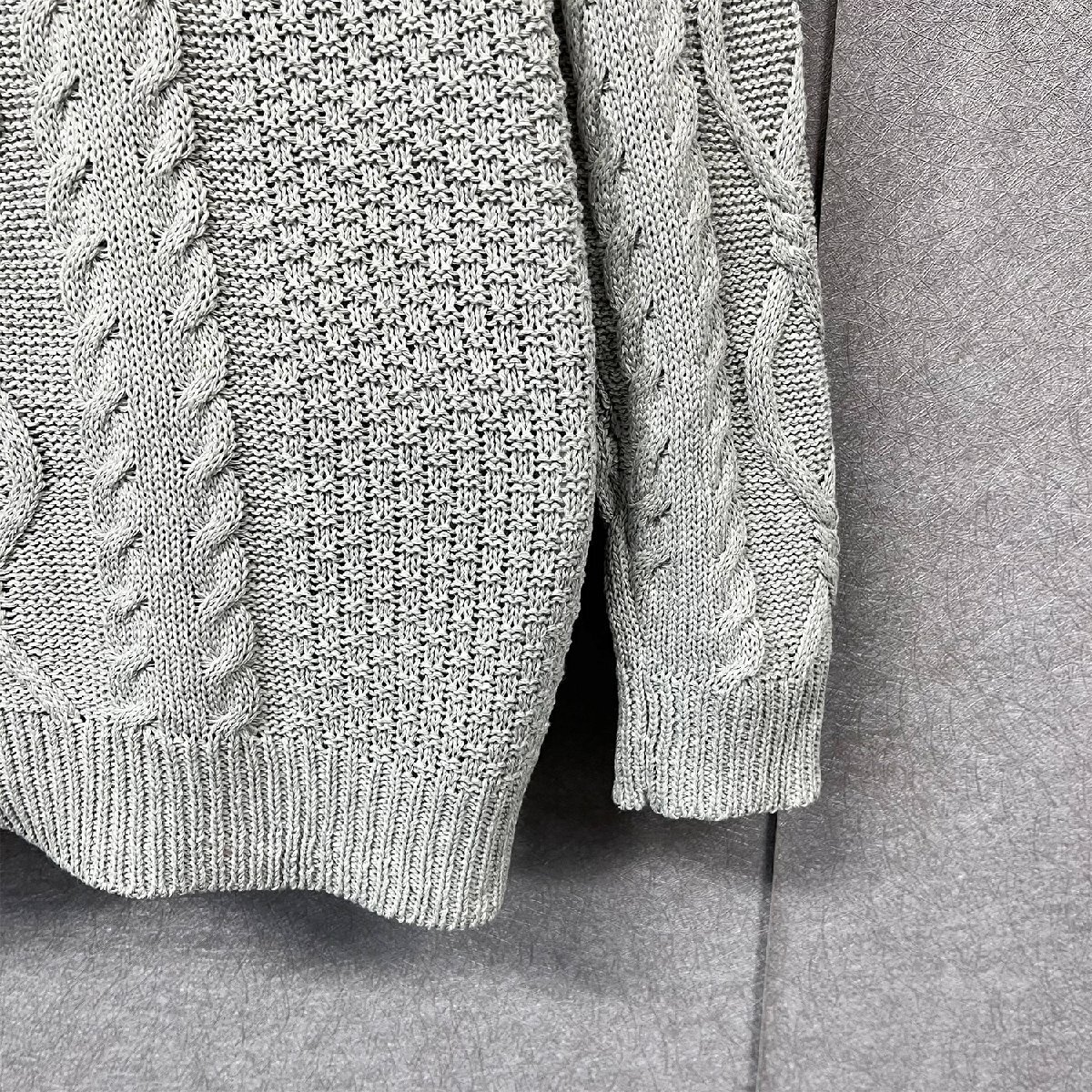 定番・セーター 定価5万◆Emmauela・イタリア・ミラノ発◆高品質ウール 快適 暖かい ハーフジップ ハイネック ニット メンズ XL/50サイズ_画像7