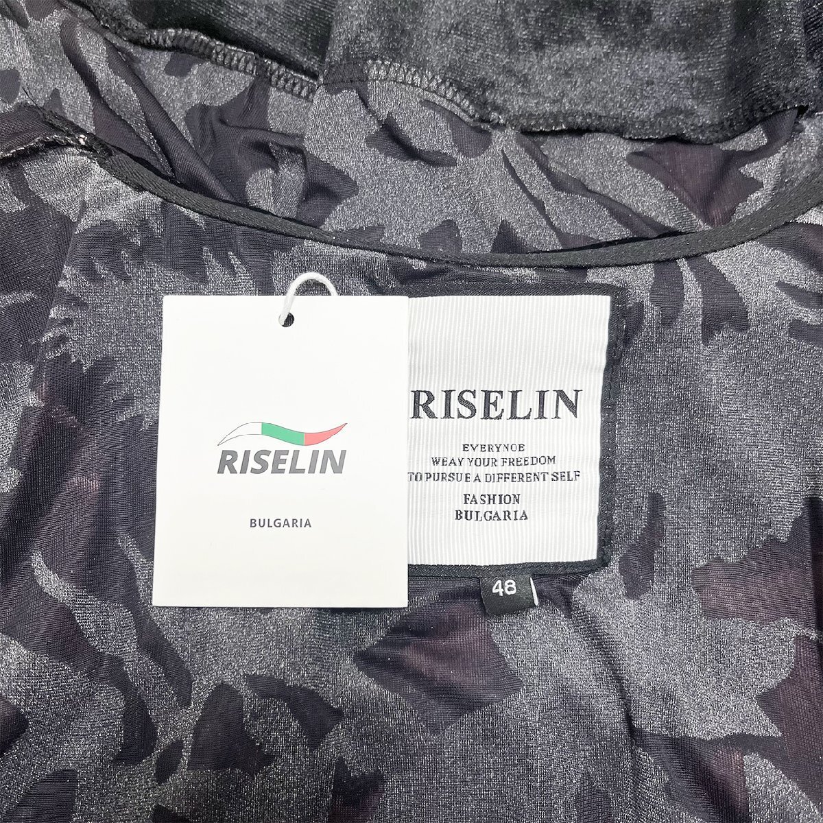 上級ヨーロッパ製※定価2万◆ブルガリア発※RISELIN 半袖Tシャツ 薄手 快適 艶 個性 総柄 透かし レトロ感 トップス レディース XL/50_画像7