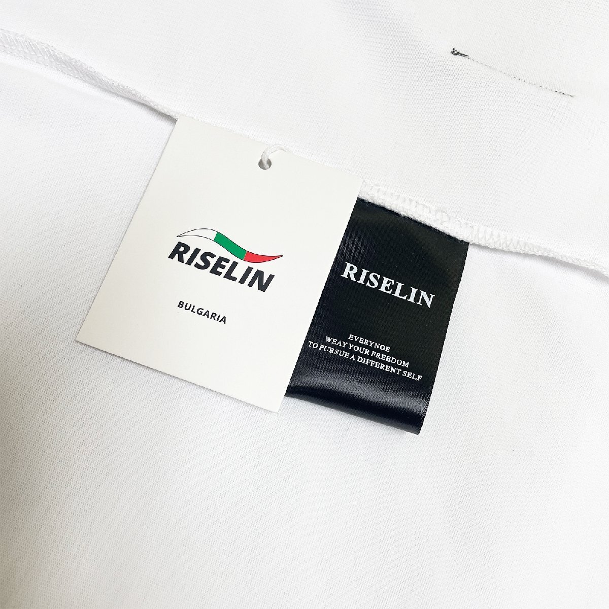 個性ヨーロッパ製※定価2万◆ブルガリア発※RISELIN 半袖Tシャツ コットン100％ 吸湿速乾 薄手 個性 英字 刺繍 遊び心 カットソー 夏 M/46_画像7