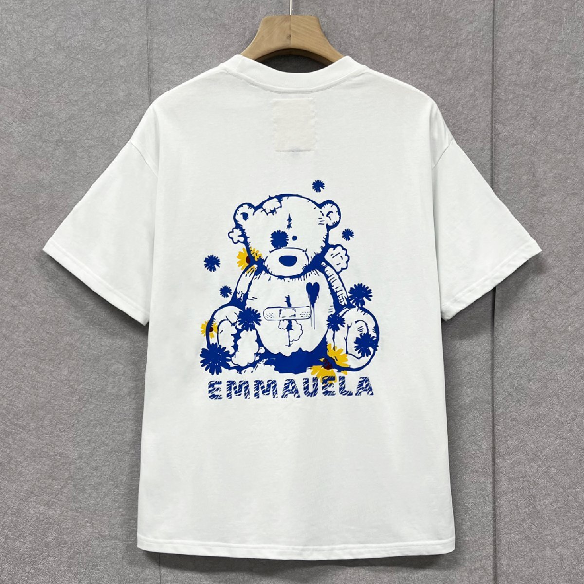 高級・半袖Tシャツ 定価2万◆Emmauela・イタリア・ミラノ発◆定番 快適 通気 吸汗 クマ ロゴ 可愛い スウェット カットソー 日常 XL/50_画像1