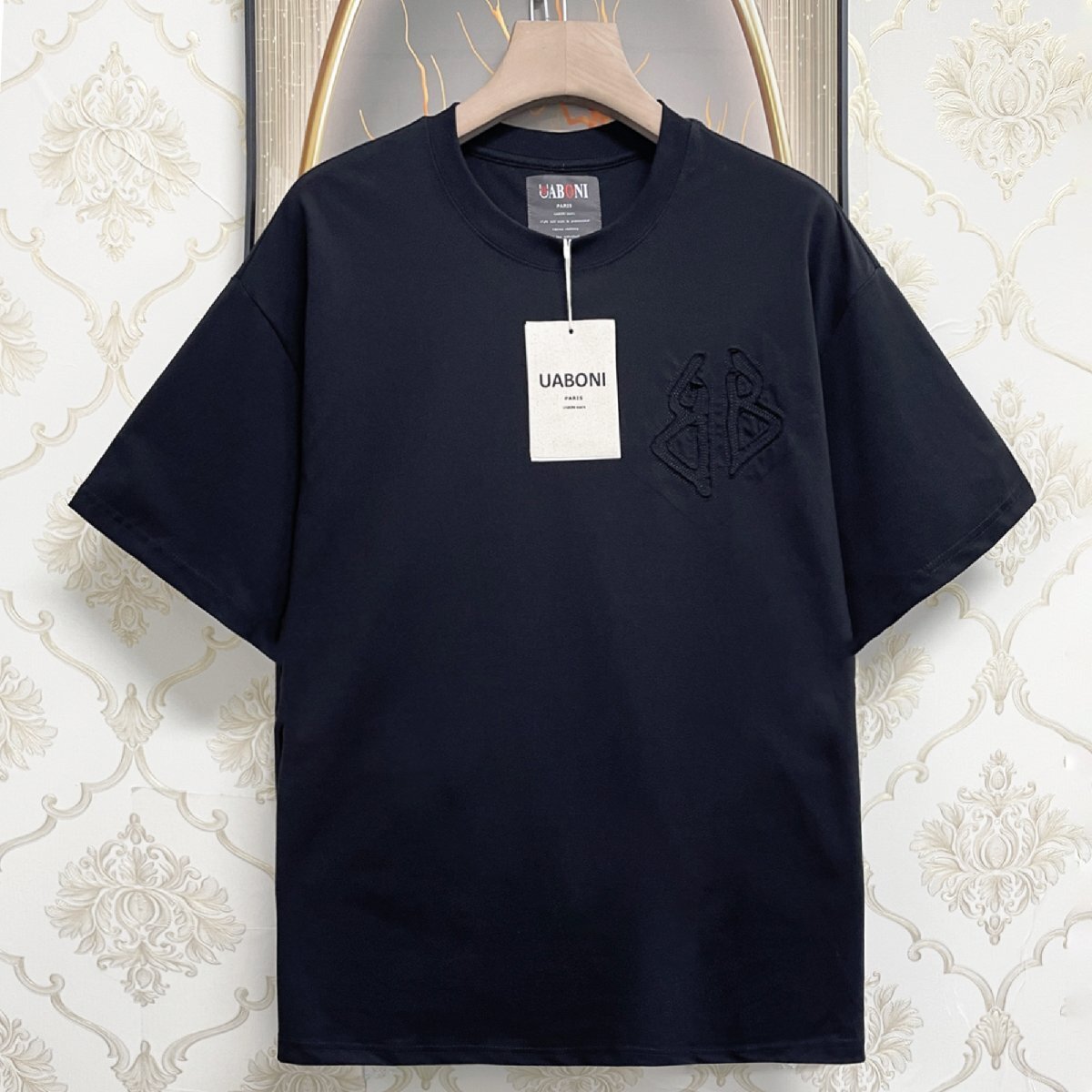 個性EU製＆定価2万◆UABONI*Paris*半袖Tシャツ*ユアボニ*パリ発◆コットン100％ 薄手 伸縮性 ストリート カットソー シンプル メンズ 夏2XL_画像1